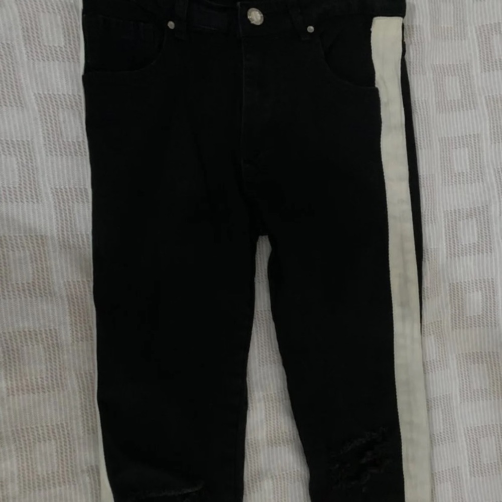 Black & Cream Color Skinny Jeans